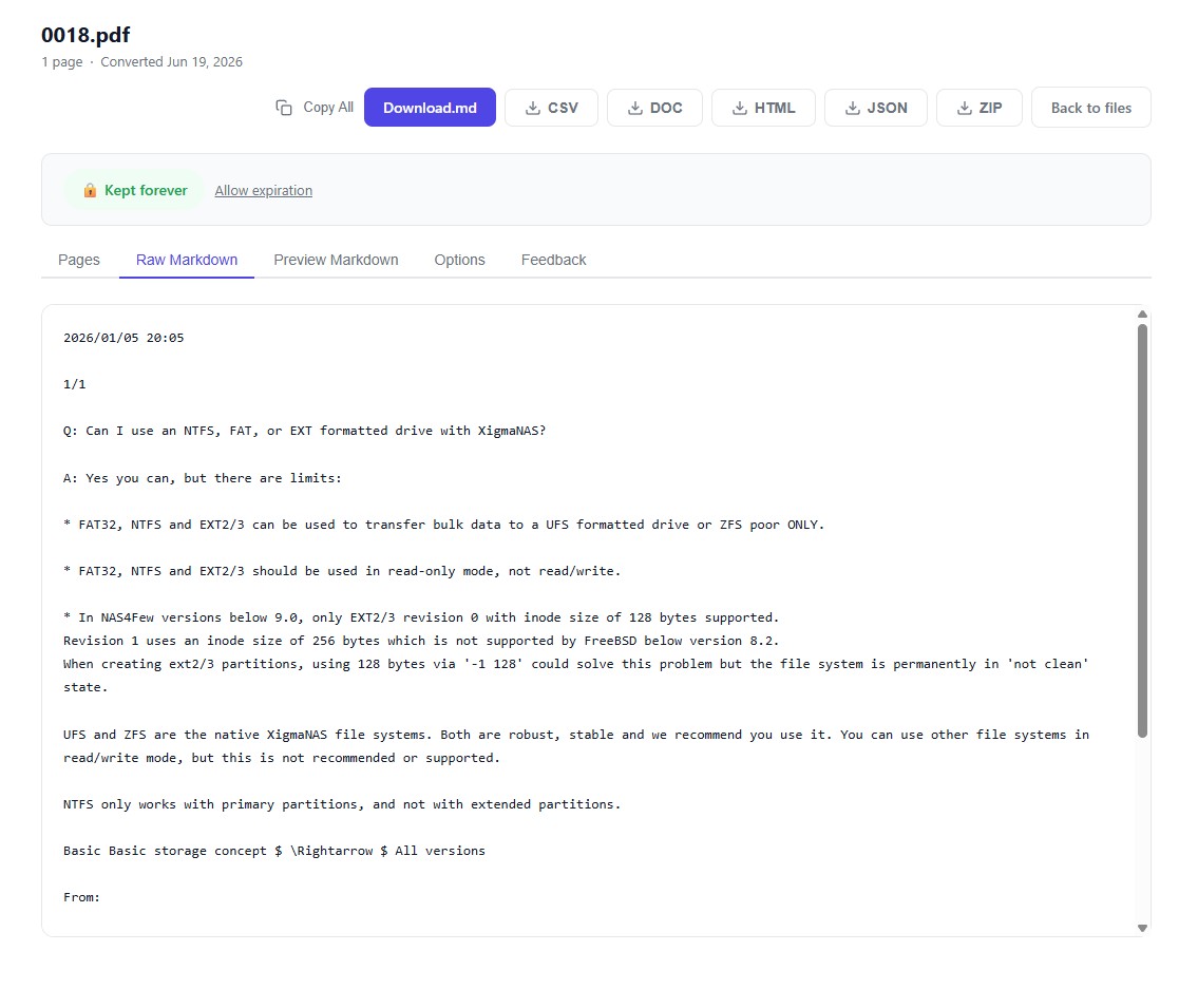 Markdown after OCR